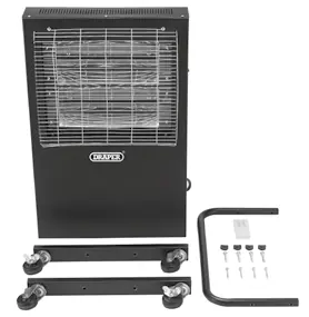 What's in the box: Heater, handle, wheel frames, and hardware.