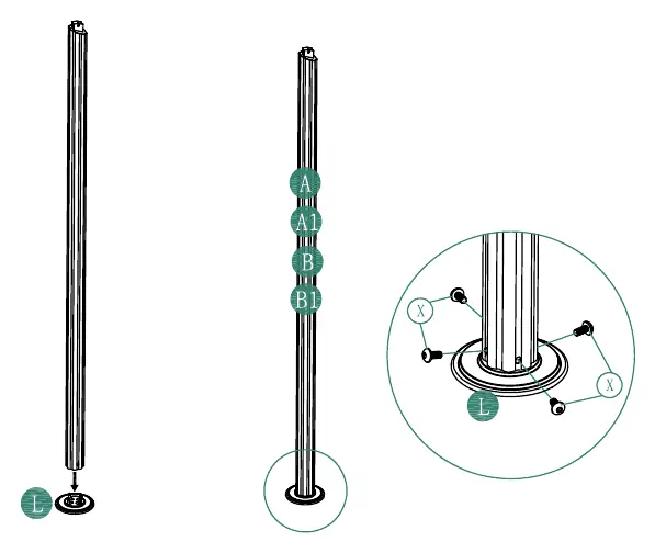 Step 1: Base and post assembly