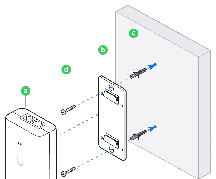 Mounting diagram for the PoE+ Adapter.