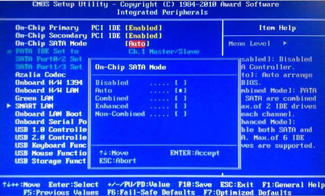 BIOS Integrated Peripherals menu.