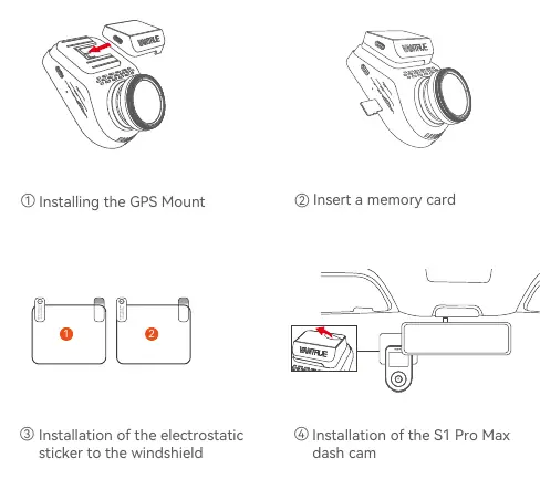 Installation steps for the dash cam