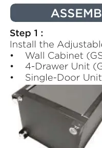 Step 1: Installing adjustable and fixed feet