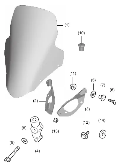 Parts list diagram for the Body Mount Shield kit.