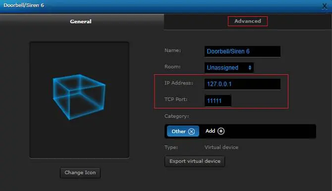 Advanced settings configuration
