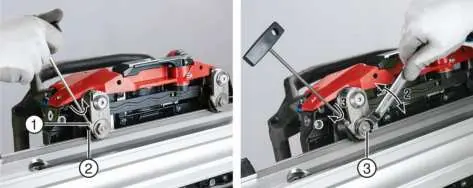 Guide roller adjustment.