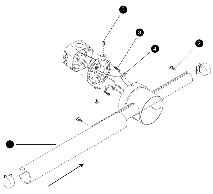 Assembly diagram showing the installation steps for the fixture.