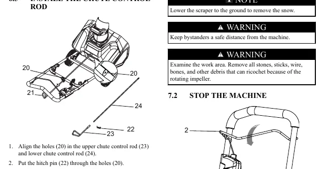 Chute control rod installation