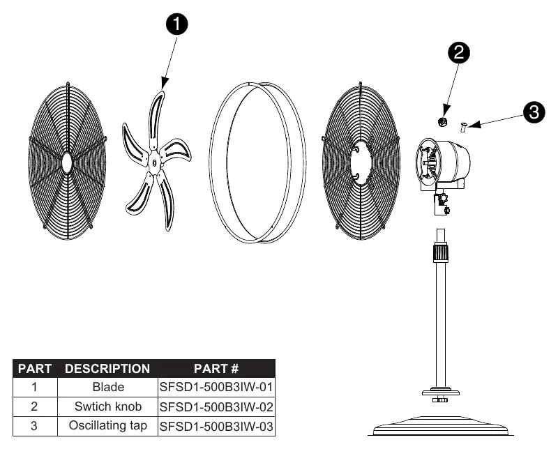 Replacement parts diagram.