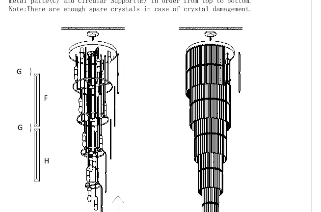 Installation step VI: Hanging crystals