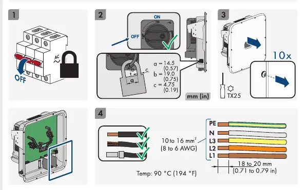 AC connection steps