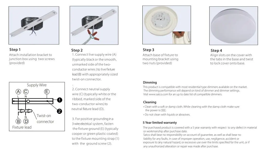 Installation steps for the LED flush mount light