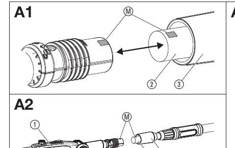 Telescopic handle assembly (A1/A2) and shoulder strap (A3)