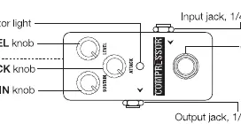 Diagram of the Compressor Guitar Pedal controls and connections.