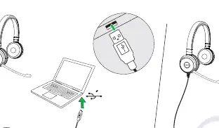 Connecting the headset to a computer via USB