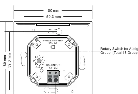 Back side view showing the rotary switch