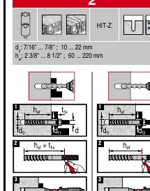 Installation steps for standard anchors