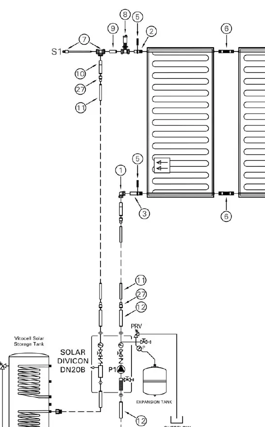 Solar-Divicon DN20B piping layout