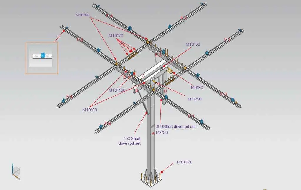 Overview of the solar tracker assembly