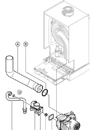 Gas valve assembly diagram for Vitodens 200-W, WB2B 45, 60