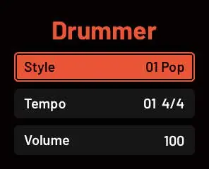 Drummer setup menu