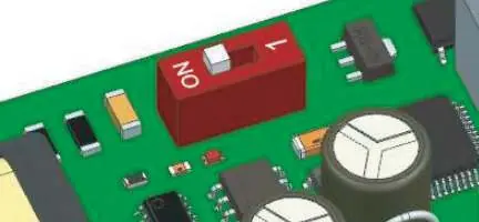 PCB switch settings for standard and self-test modes.