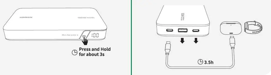 Activating low-current mode and charging small devices.