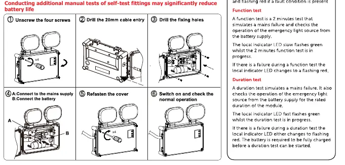 Installation steps for the emergency twin spot.
