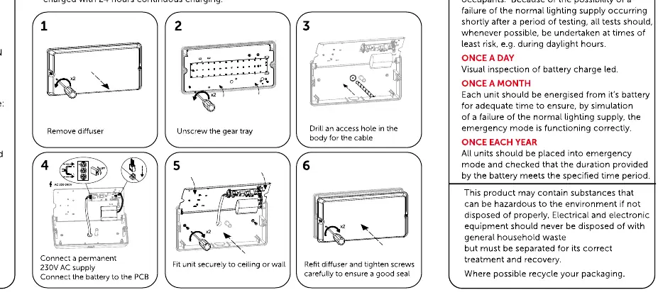 Installation steps 1 through 6