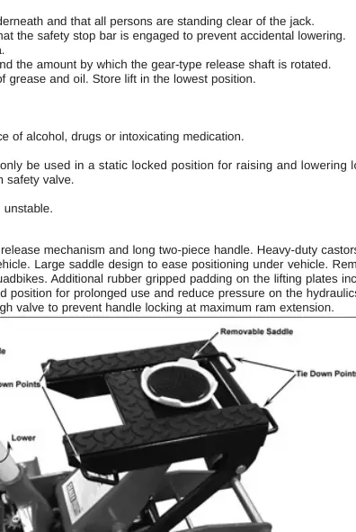 Jack components including saddle, locking pin, and castor pedal