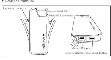 Diagram of the myCharge Jolt 2000d showing connectors and buttons.