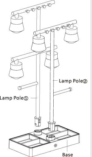 Assembly diagram for the lamp poles and base.