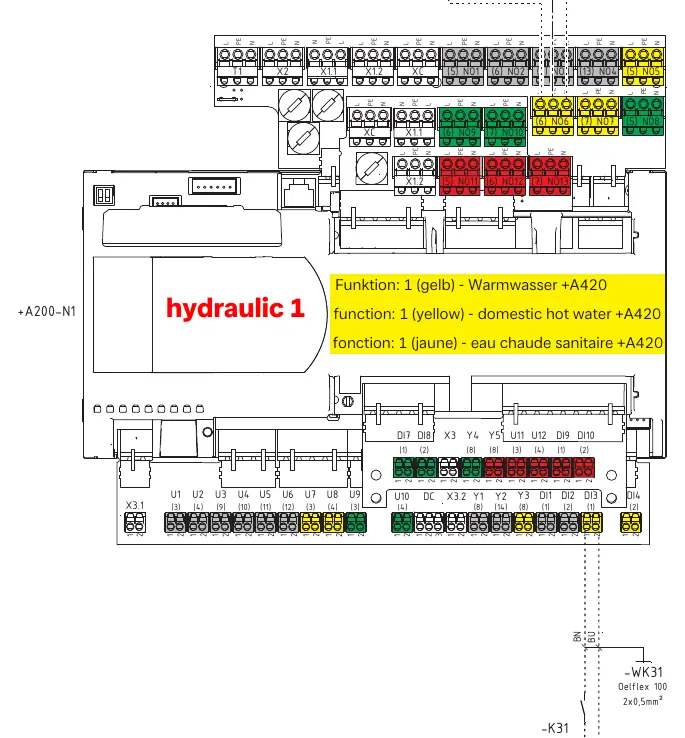 Domestic hot water pump connection