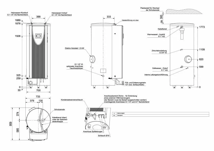 Indoor unit connection points and specifications
