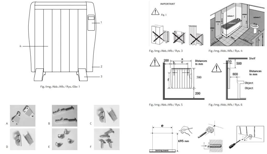 Wall mounting installation steps (Fig 3-6)