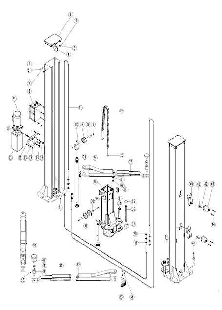 Exploded view of the lift
