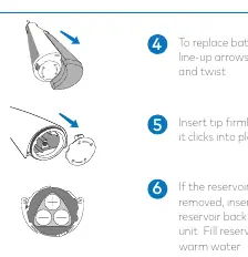 Steps 1-3: Removing the reservoir and installing batteries.