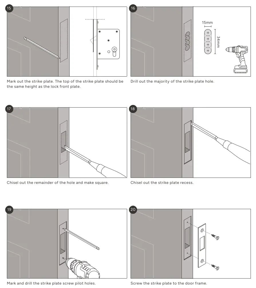 Strike plate installation steps