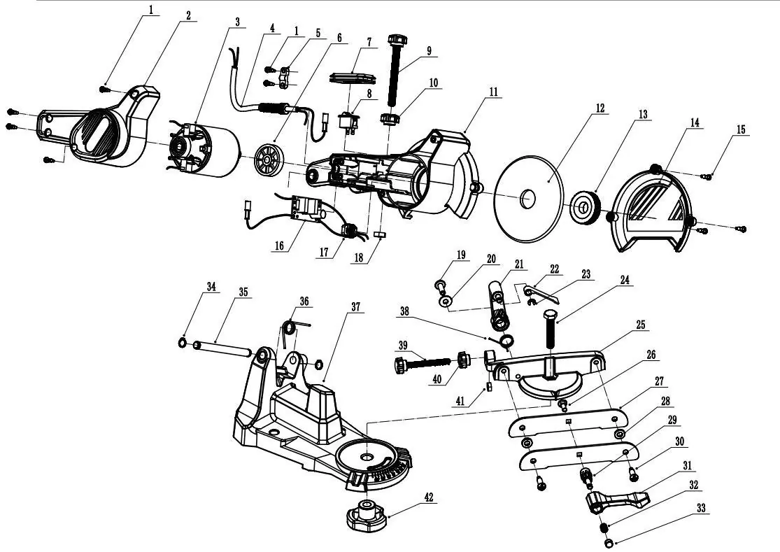 Exploded view of the sharpener parts