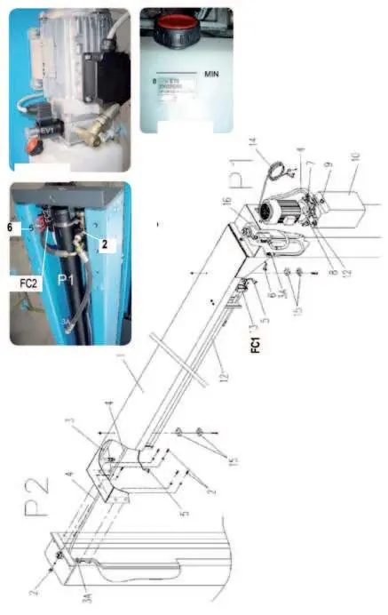 Hydraulic and electrical connection points