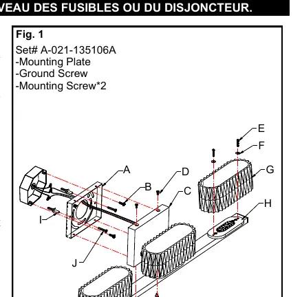 Mounting diagram showing the fixture body, mounting plate, and screw locations.