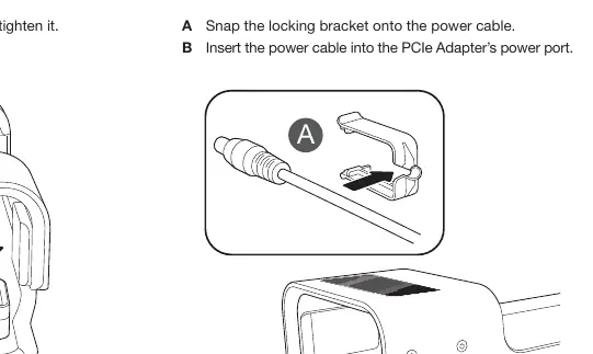 Connecting power cable and locking bracket