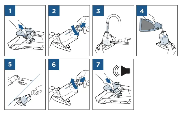 Filling the tank steps