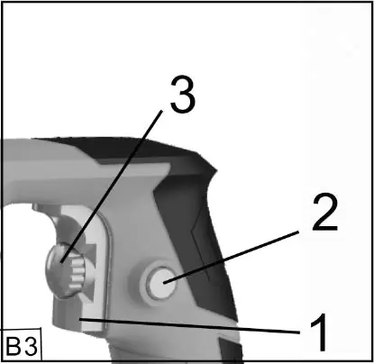 Speed control and locking button (B3)