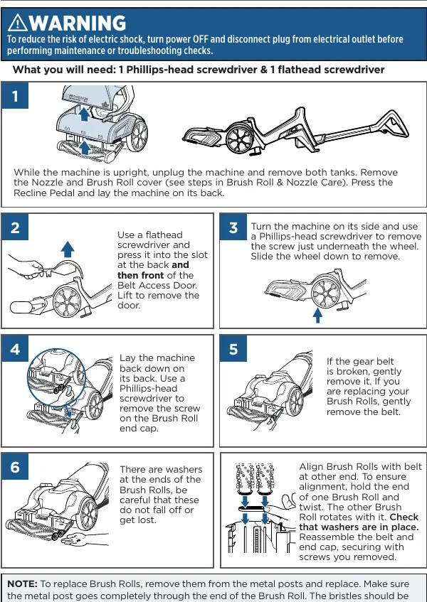 Replacing the Belts & Brush Rolls