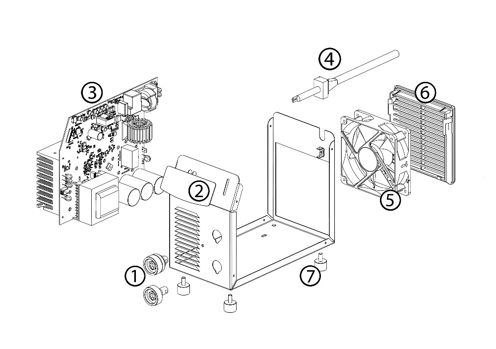Exploded view of the welding machine