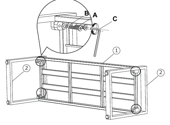 Step 1: Attaching the legs to the seat frame.