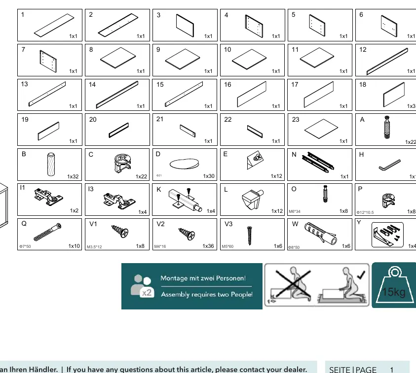 Parts list and hardware components