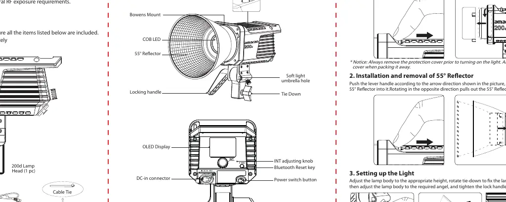 Amaran 200d components and controls