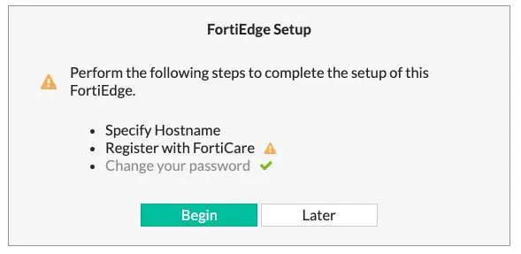 FortiEdge Setup screen