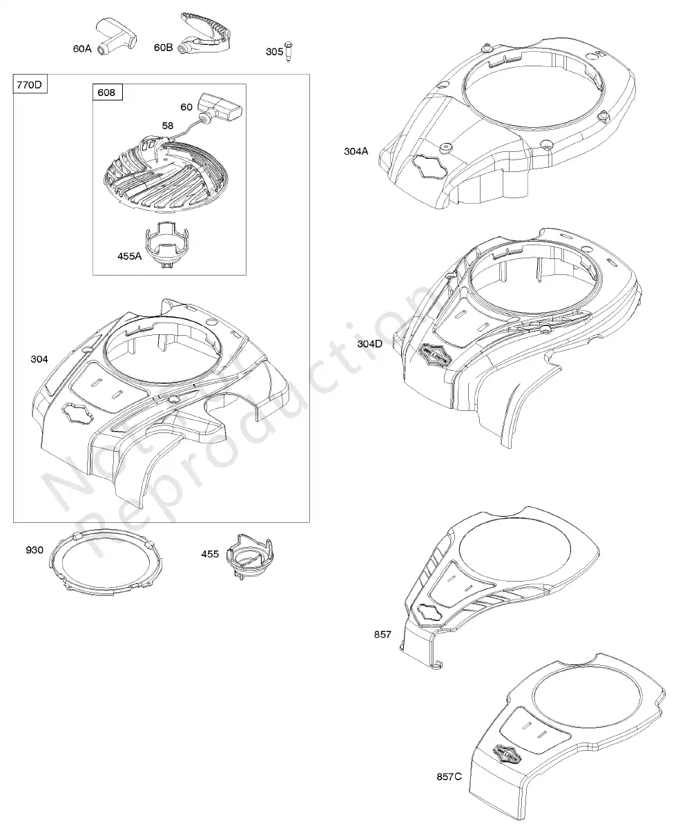 Air Shroud and Rewind Starter assembly diagram